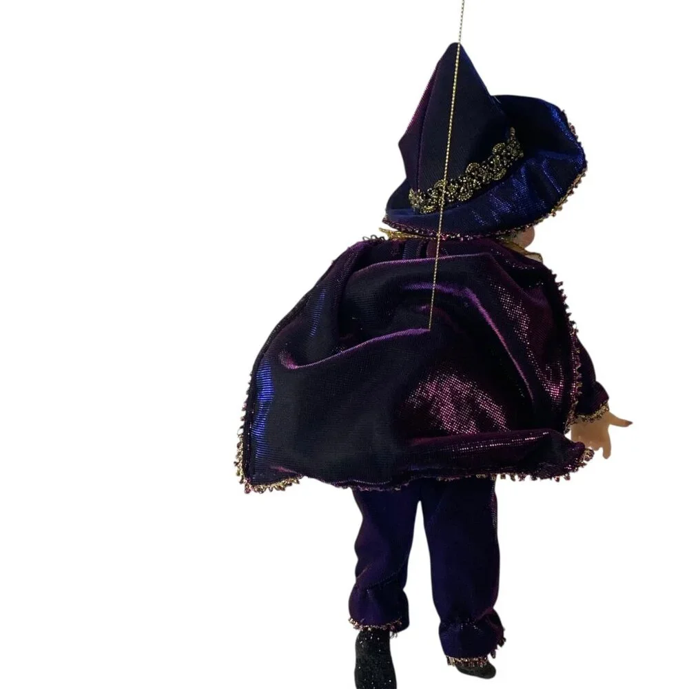 Vtg Kurt Adler Jacqueline Kent Purple Passion Witch Hanging Decor Halloween‎